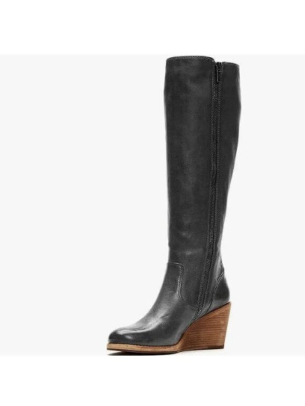 FSJ Women Comfortable Side Zipper Wedge High Heel Point Toe Fashion Boot Black